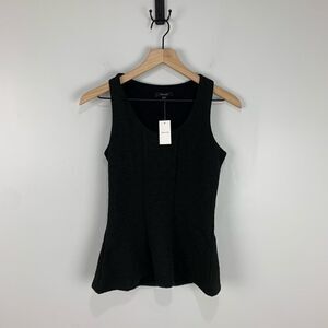 RW&Co Black Sleeveless Peplum Pattern Top
